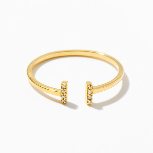 Open Ring with Diamond Bars