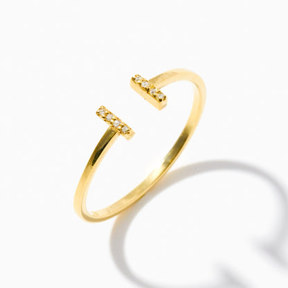 Open Ring with Diamond Bars