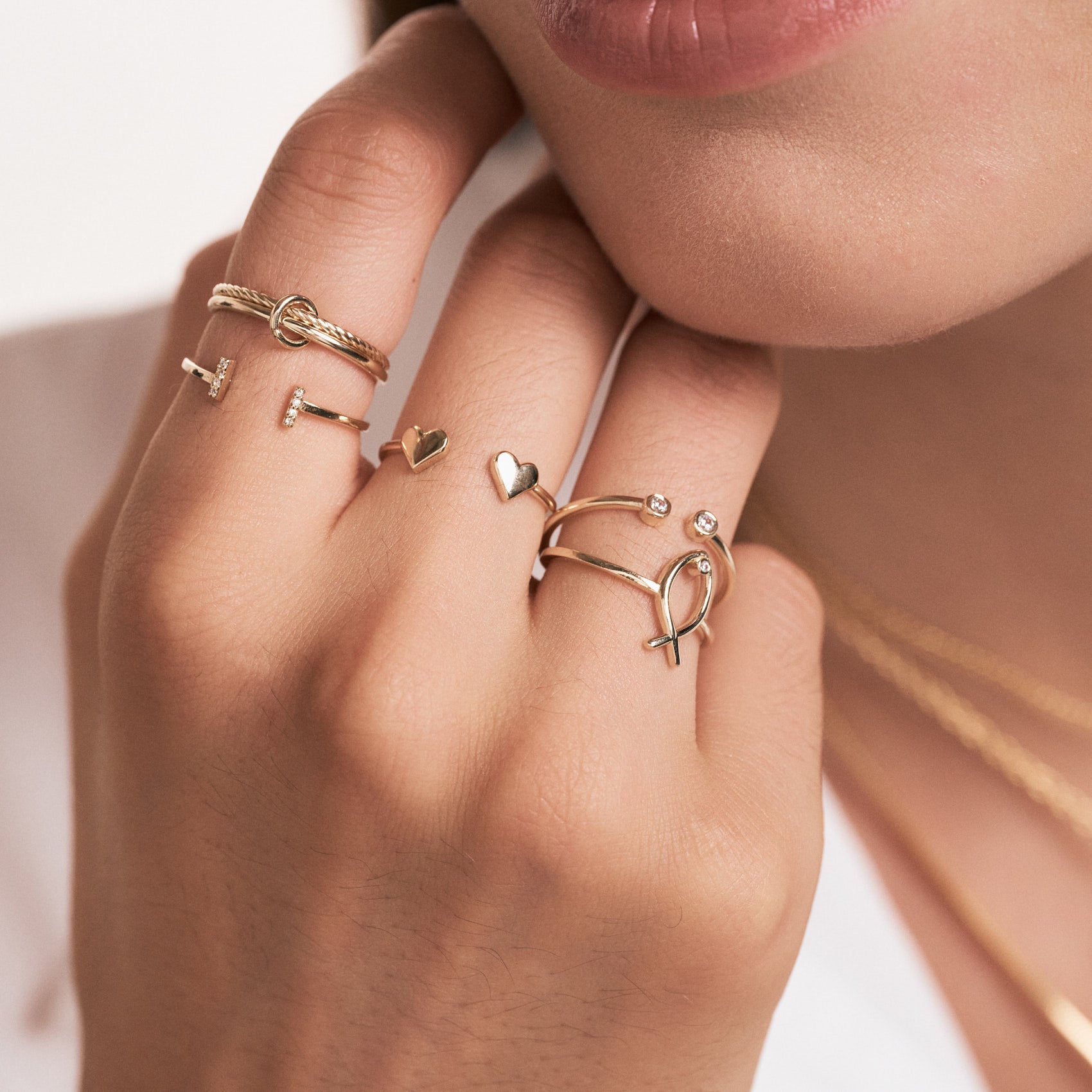 Open Ring with Diamond Bars