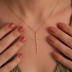 Diamond Cut Thin Cross Pendant