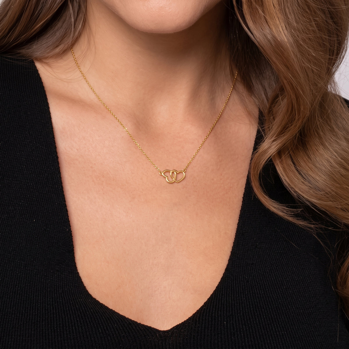 Dainty Interlocking Double Heart Necklace