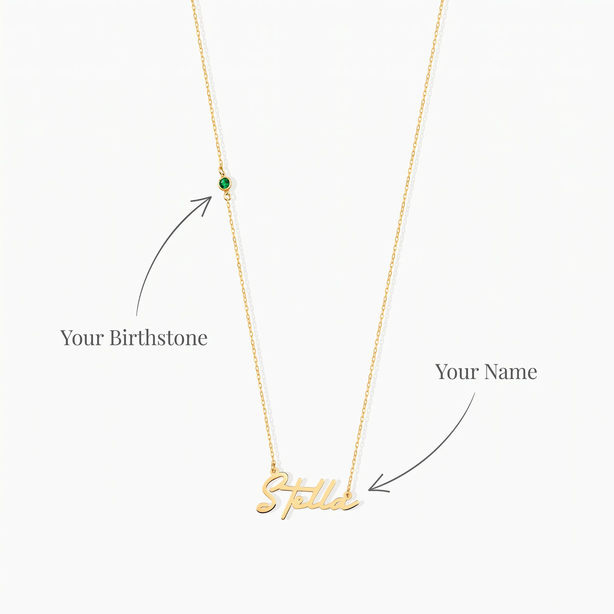 Personalized Name Necklace with Birthstone