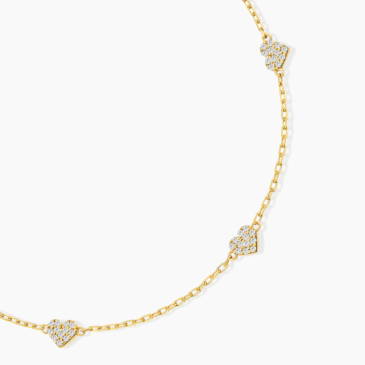 Diamond Pave Three Heart Station Bracelet