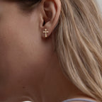 Diamond Cross Stud Earrings