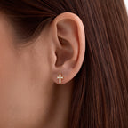 Diamond Mini Cross Stud Earrings