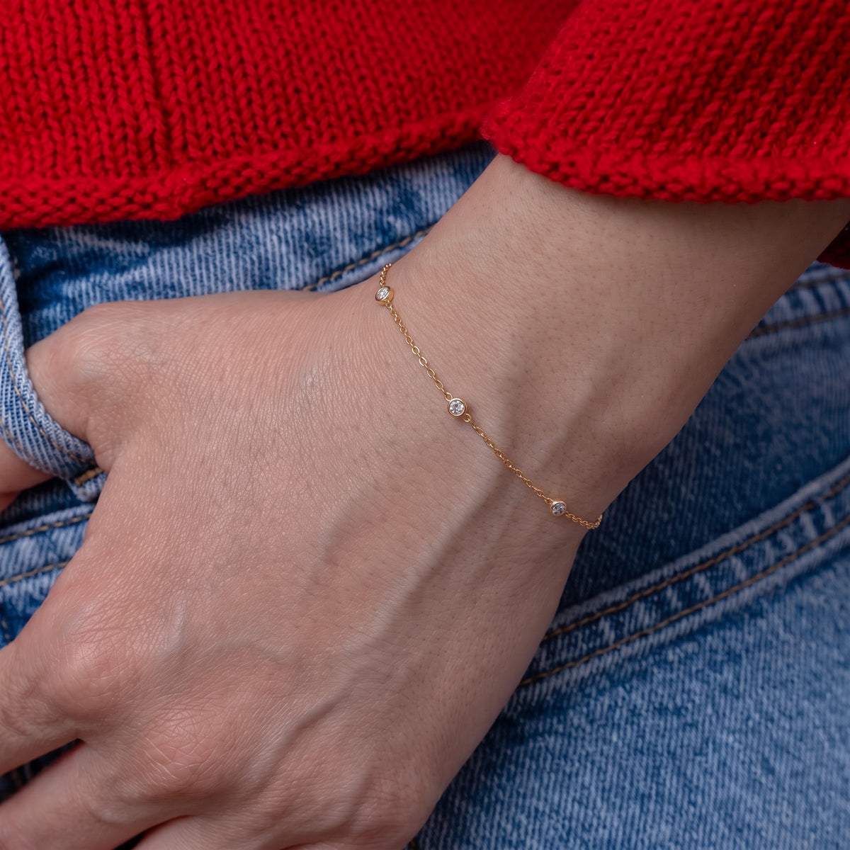 Three Diamond Station Bracelet