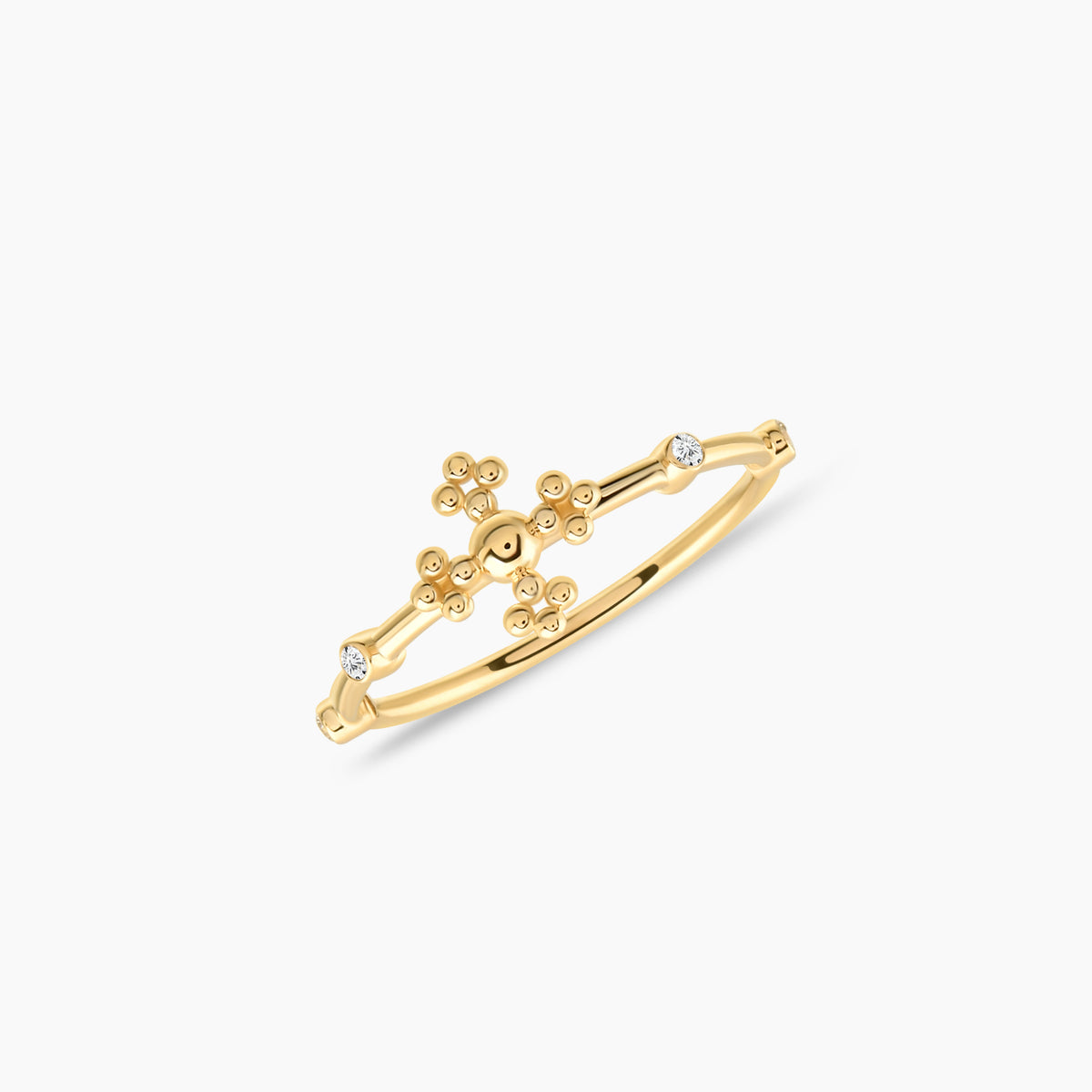 Diamond Beaded Cross Ring