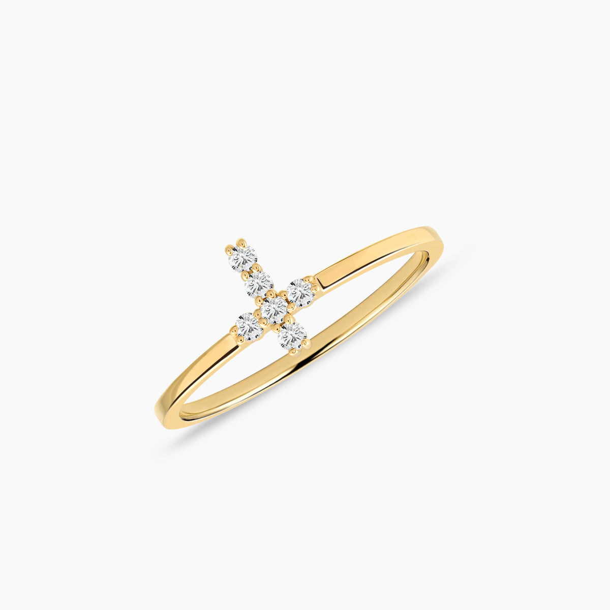 Diamond Studded Cross Ring