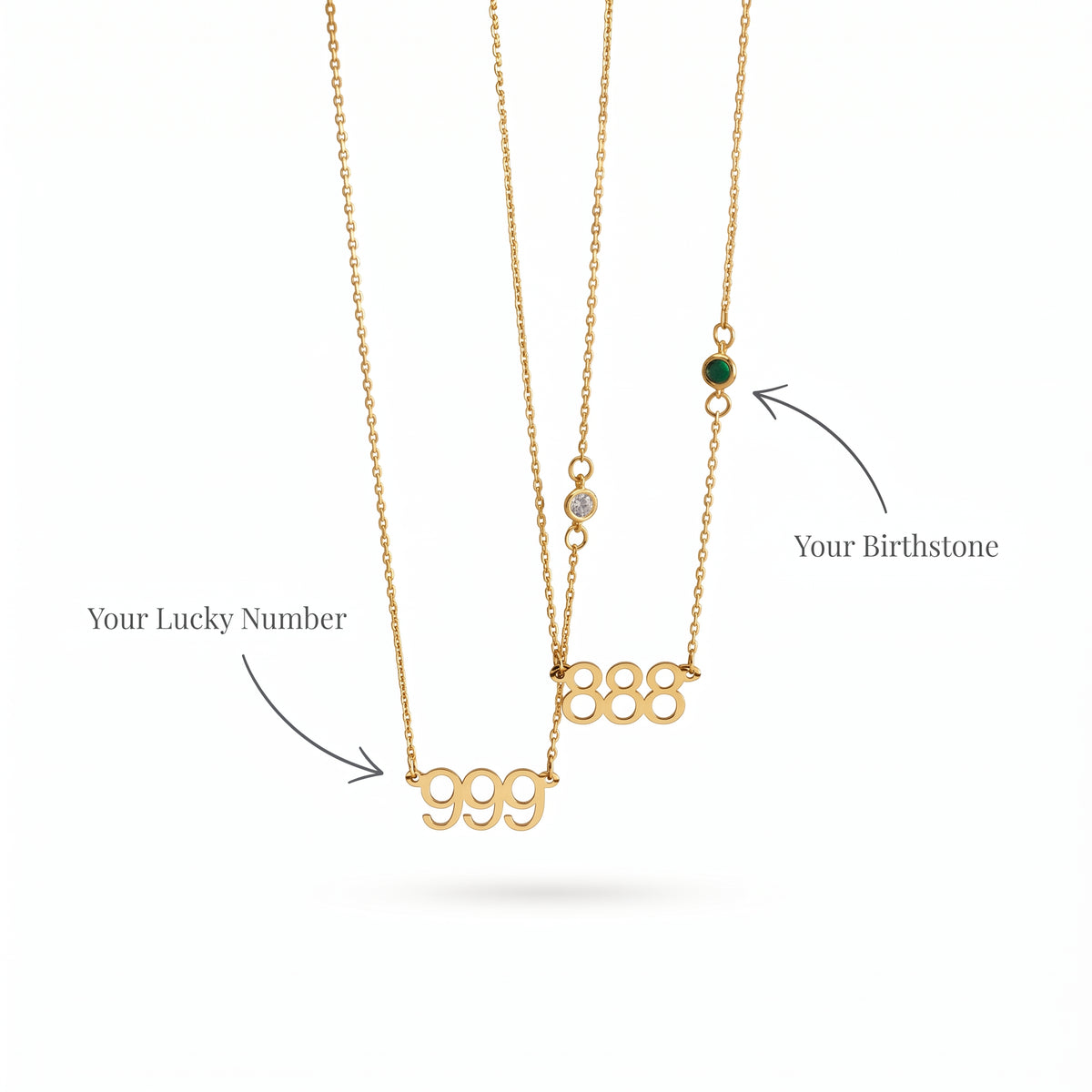 Personalized Custom Number Necklace with Birthstone