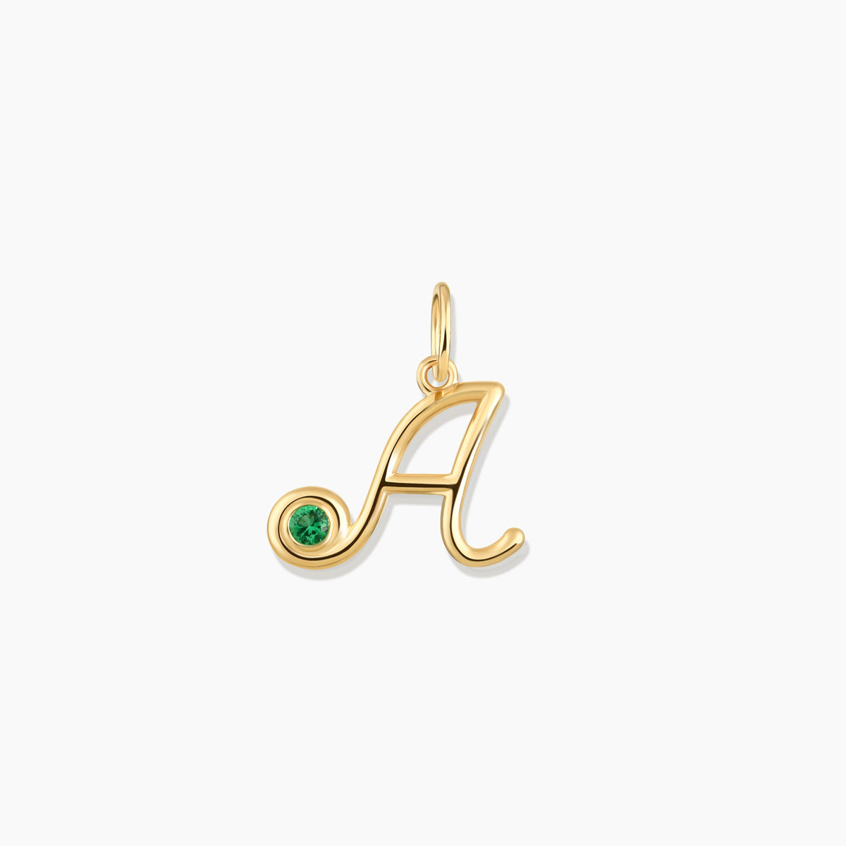Cursive Initial Pendant with Birthstone