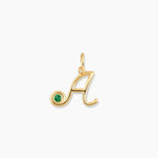Cursive Initial Pendant with Birthstone