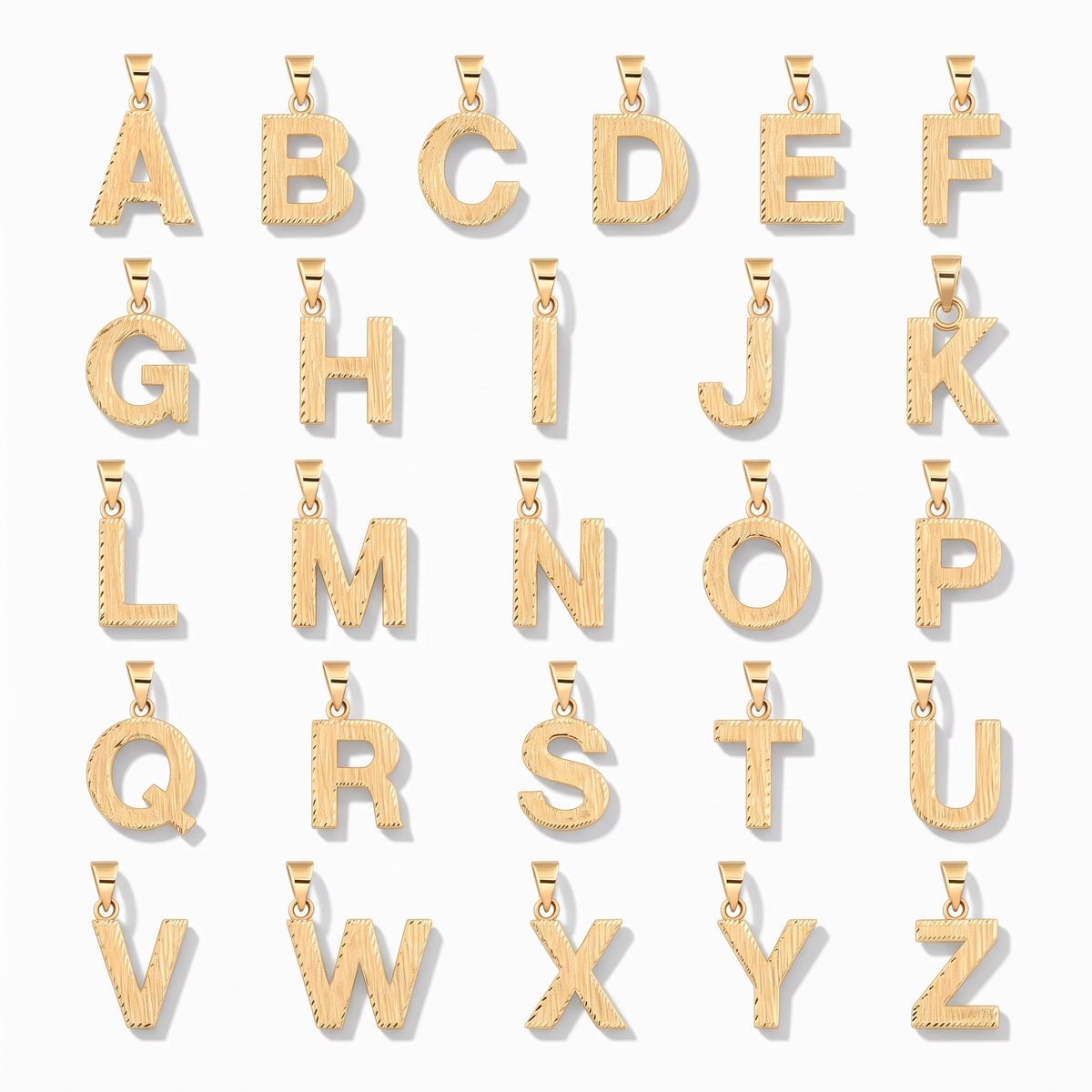 Diamond Cut Initial Letter Pendant