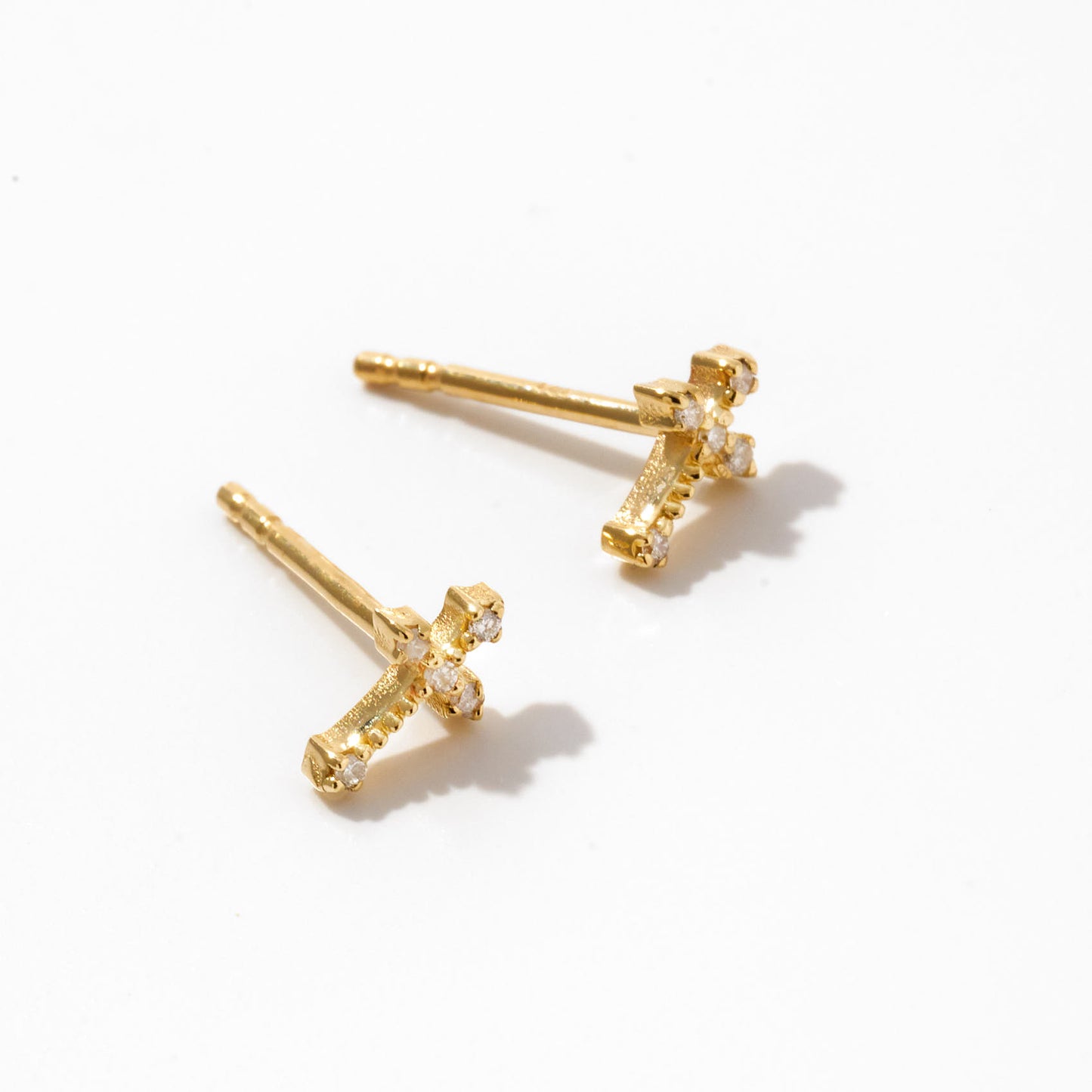 Diamond Gothic-Style Cross Earrings in 14k Solid Gold