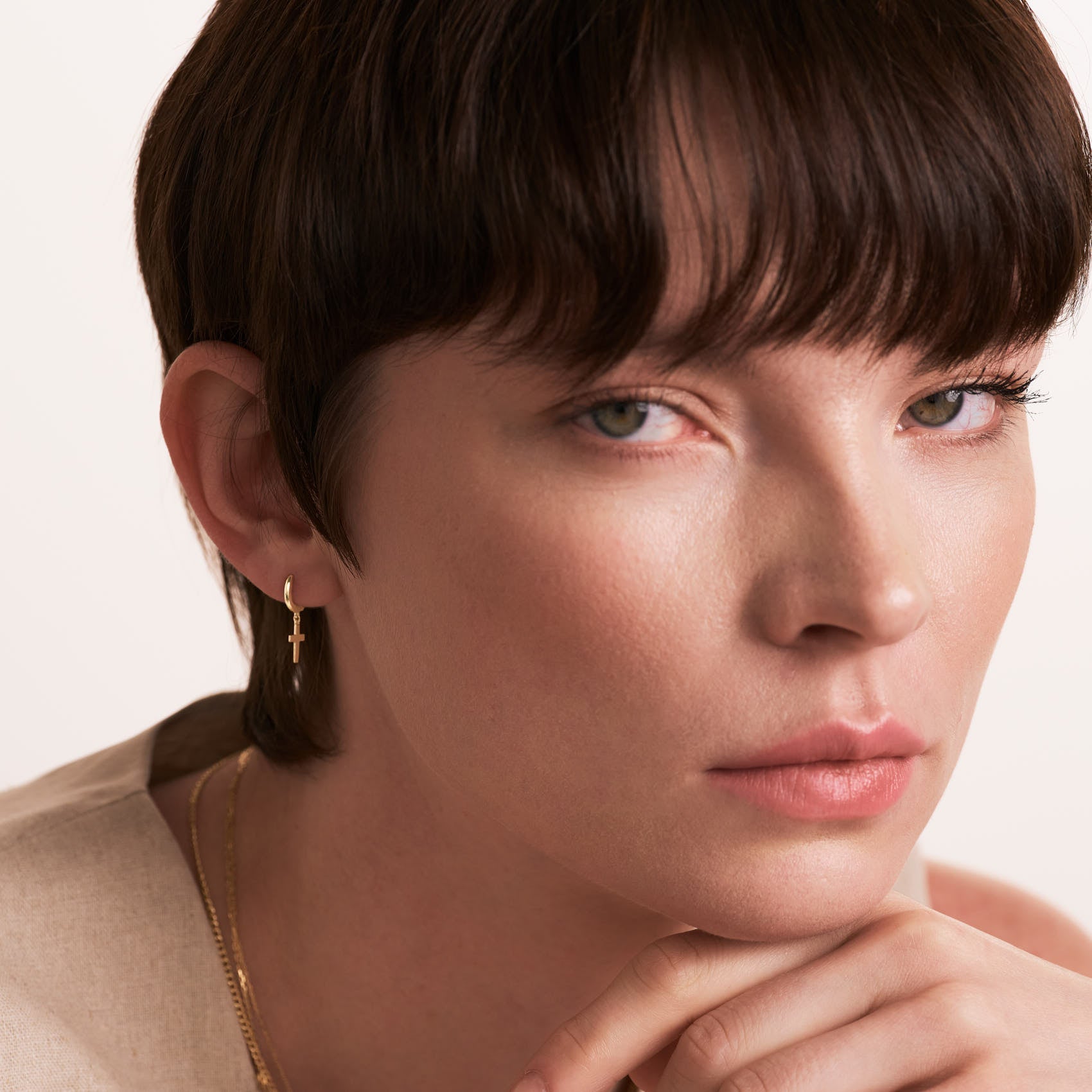 Cross Dangle and Hoop Earrings