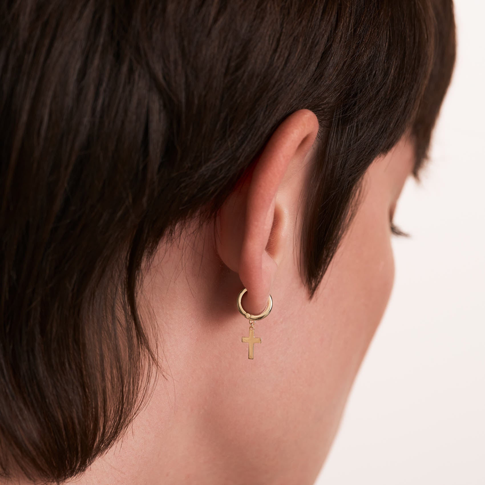 Cross Dangle and Hoop Earrings