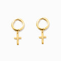 Cross Dangle and Hoop Earrings