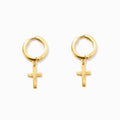 Cross Dangle and Hoop Earrings