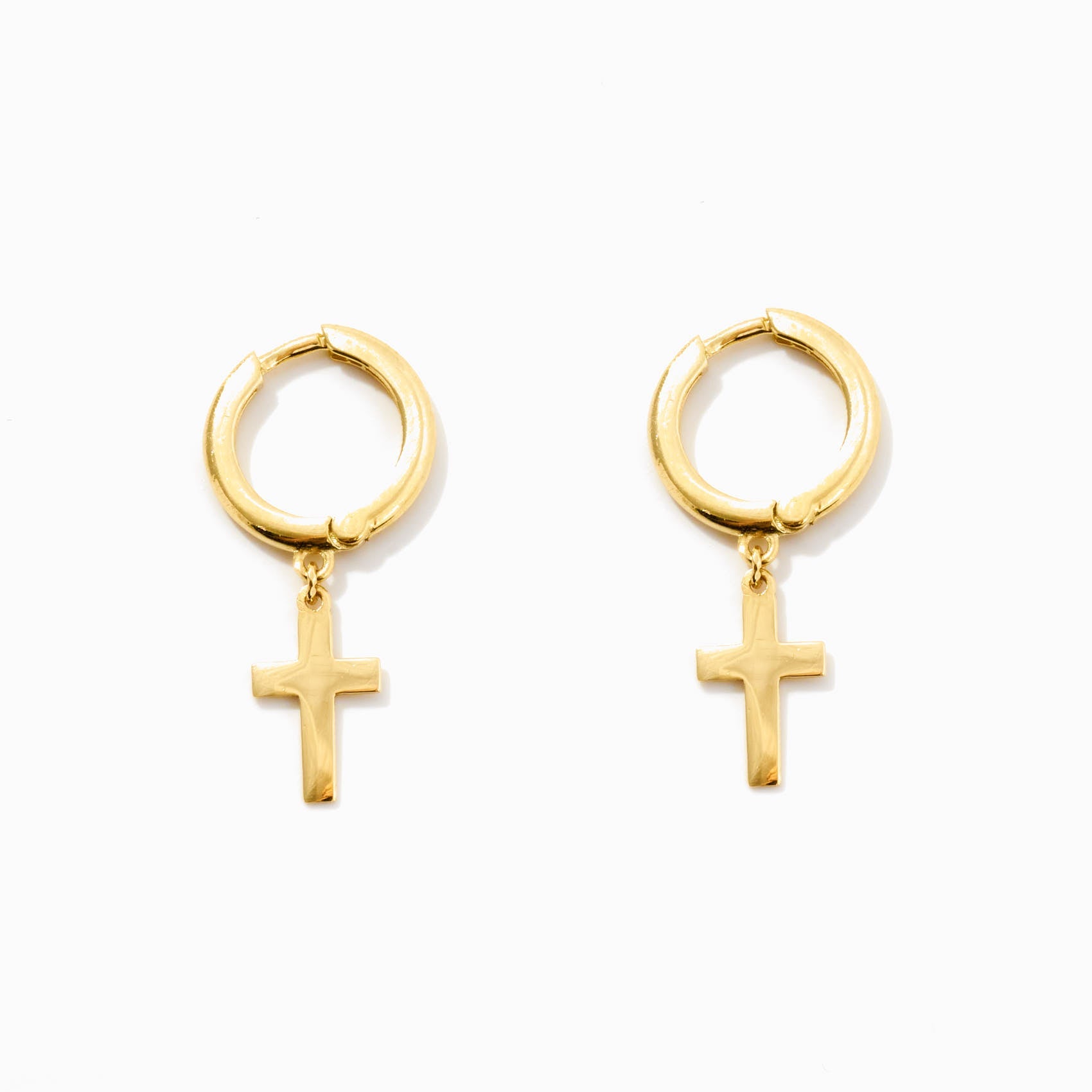 Cross Dangle and Hoop Earrings