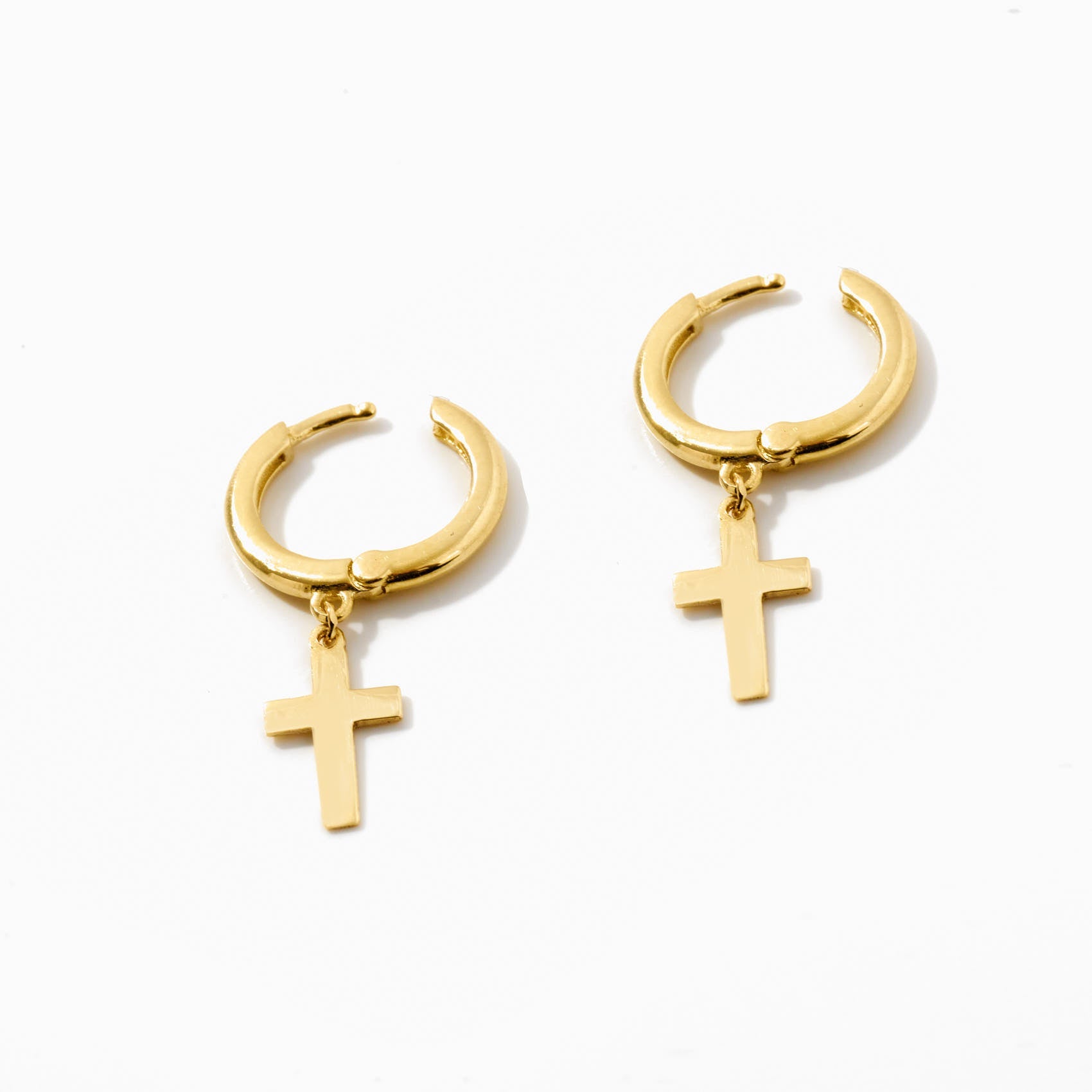 Cross Dangle and Hoop Earrings