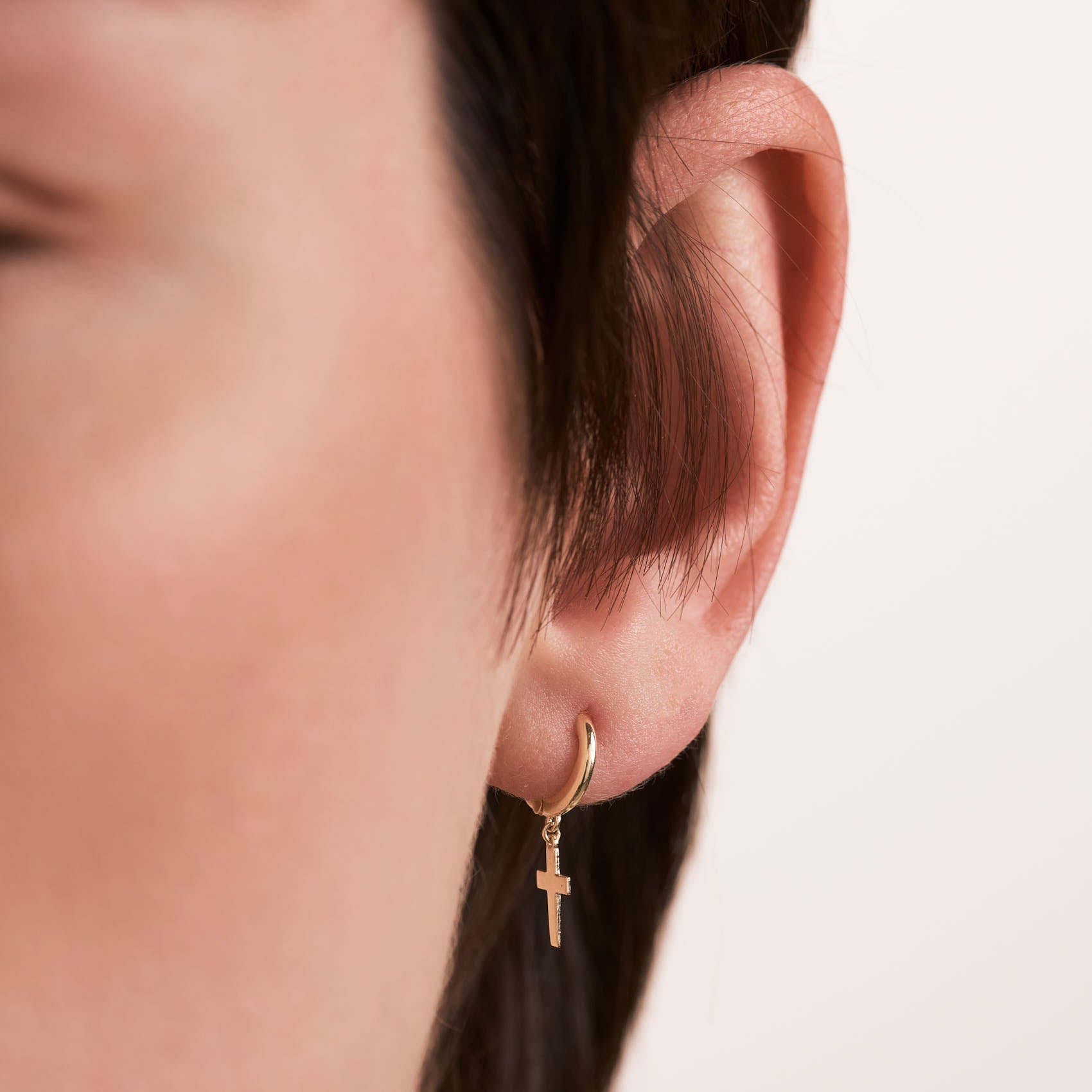 Cross Dangle and Hoop Earrings