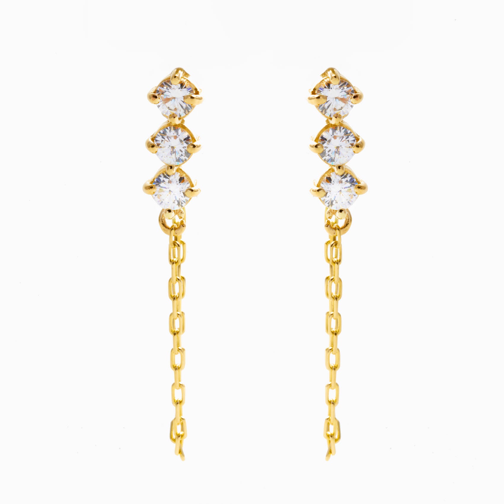 3-Stone Drop Dangle Earrings