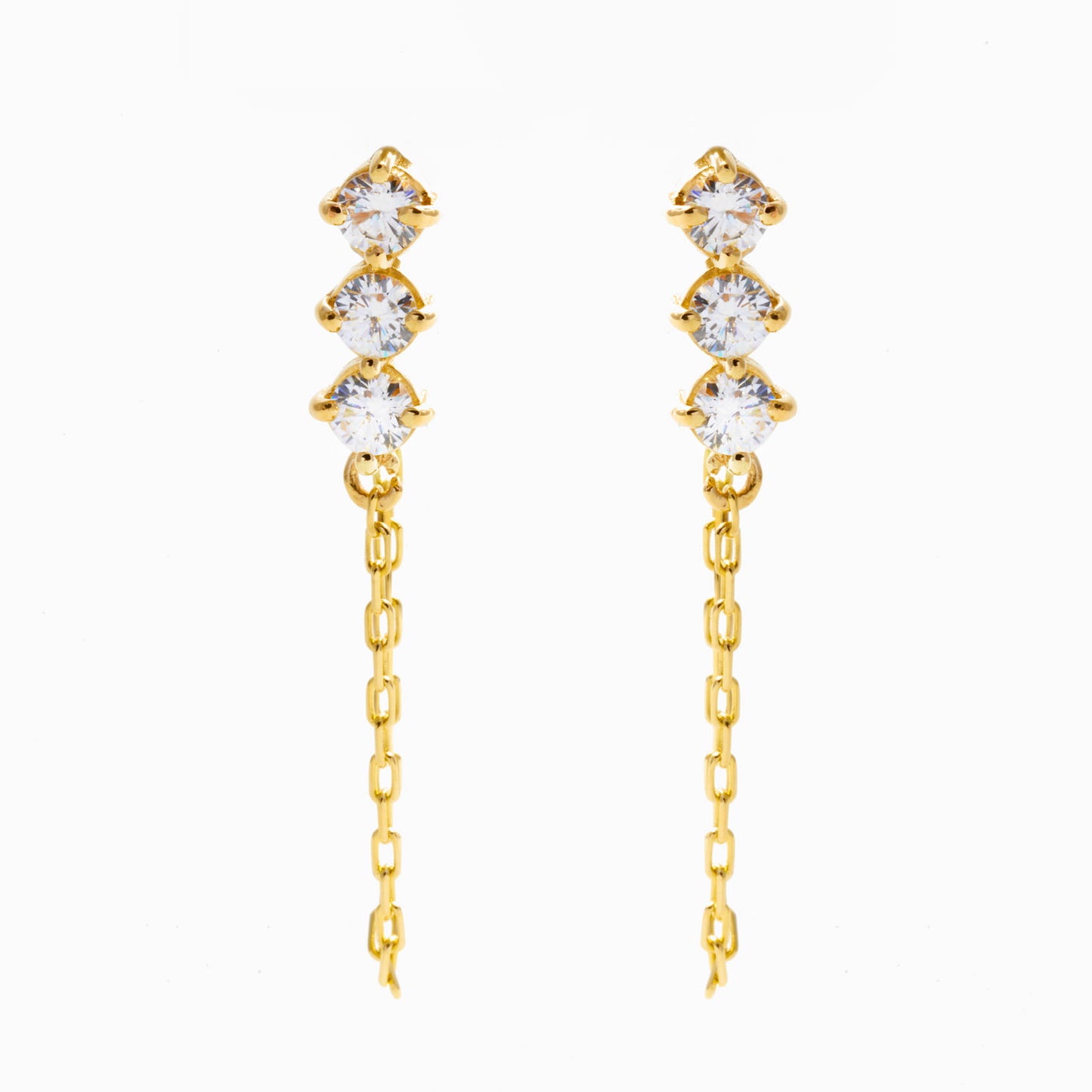 3-Stone Drop Dangle Earrings
