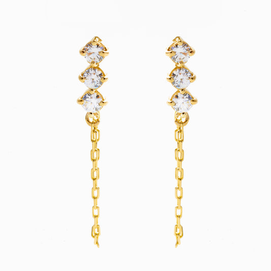 3-Stone Drop Dangle Earrings