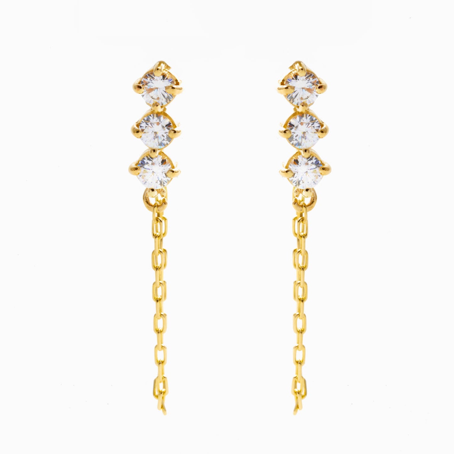 3-Stone Drop Dangle Earrings