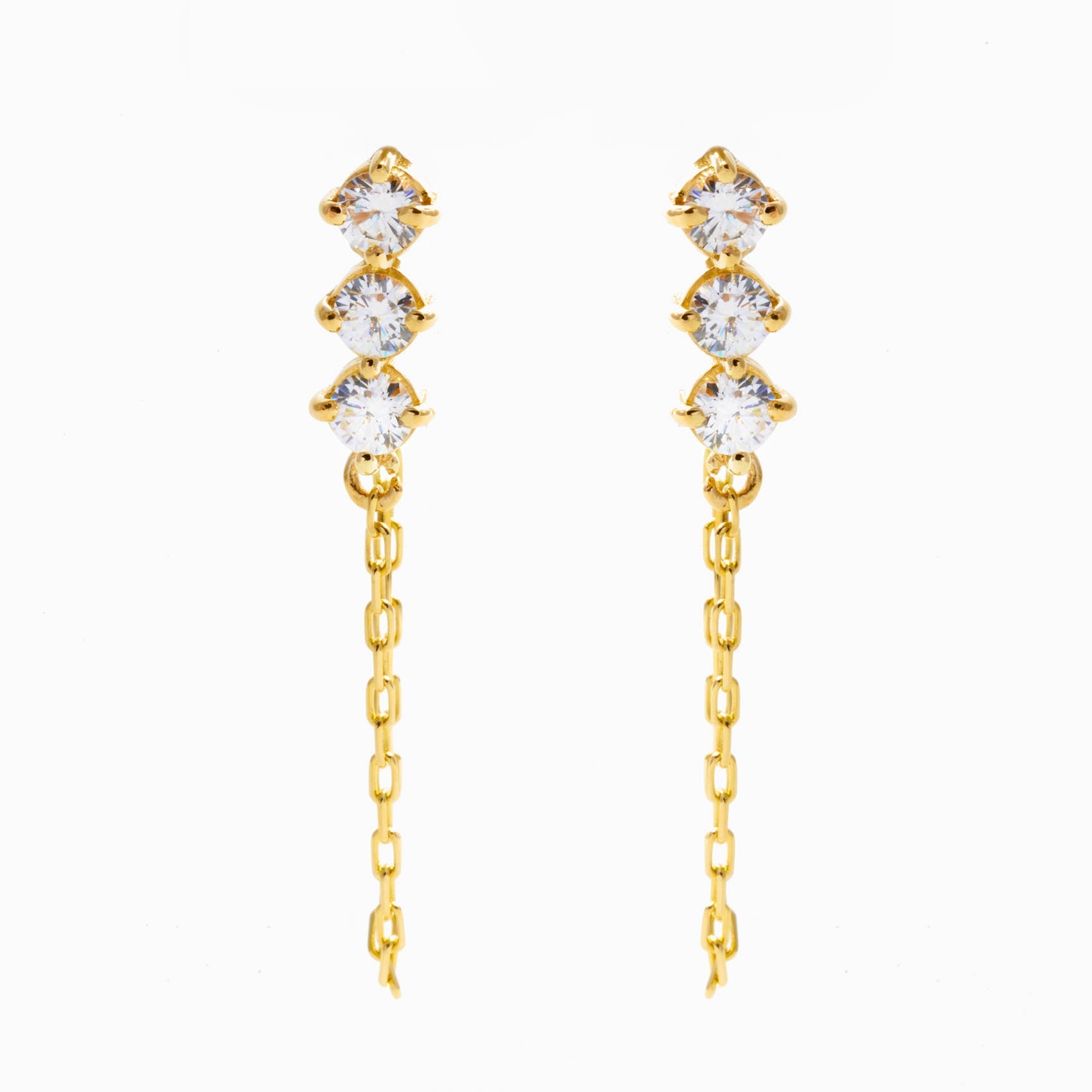 3-Stone Drop Dangle Earrings