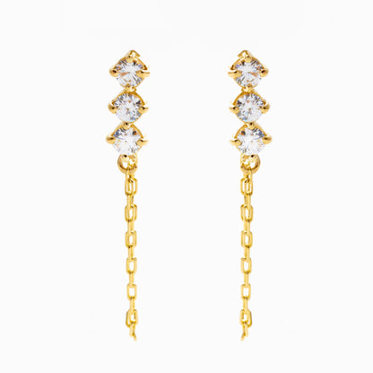 3-Stone Drop Dangle Earrings