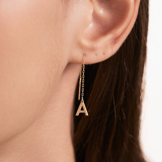 Initial Threader Earrings
