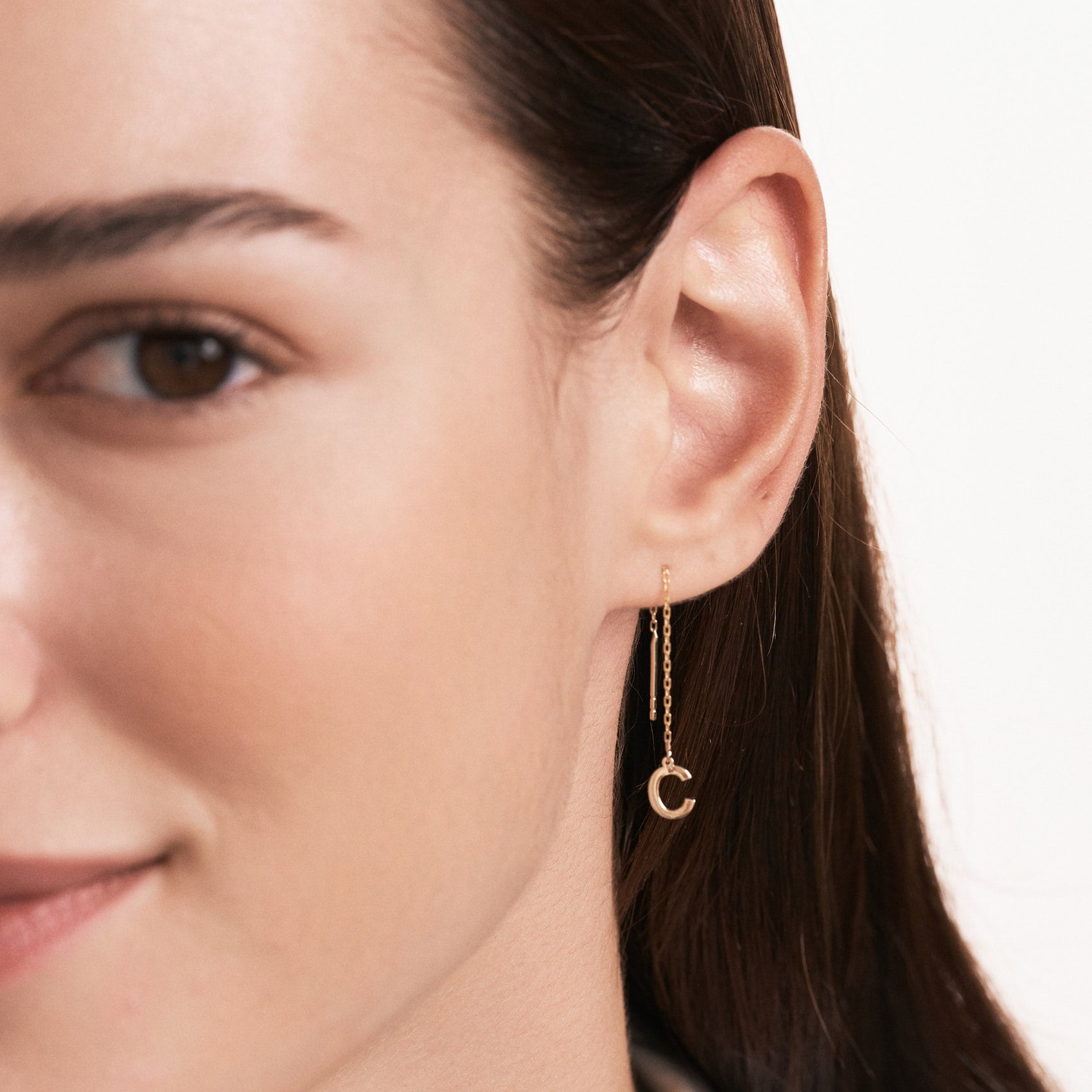 Initial Threader Earrings