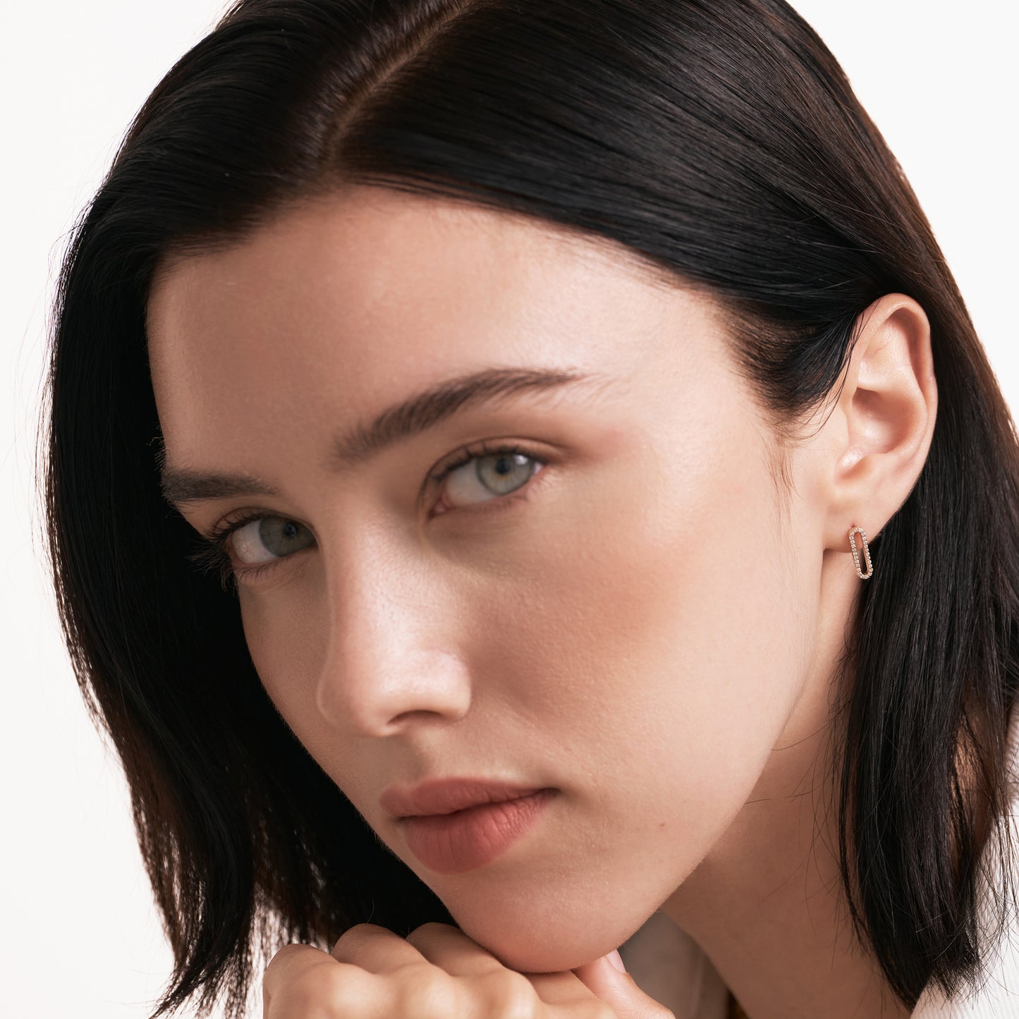 Dainty Diamond Paperclip Earrings