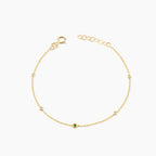 Diamond Station Bracelet with Birthstone