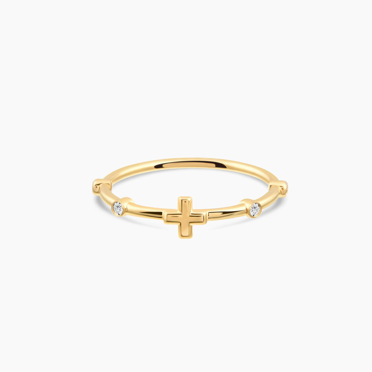 Diamond Dainty Cross Ring