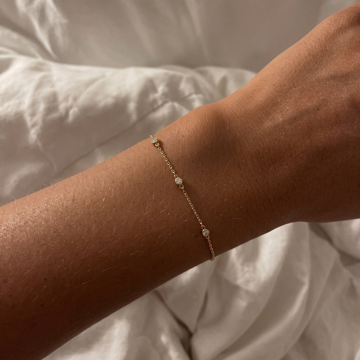 Three Diamond Station Bracelet