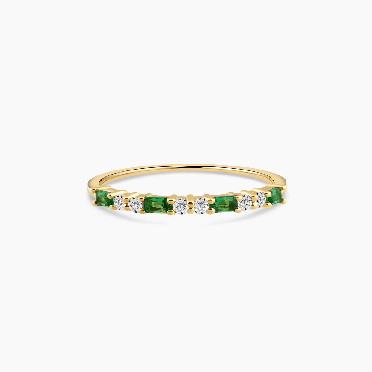 Baguette Birthstone and Diamond Stacking Ring