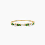 Baguette Birthstone and Diamond Stacking Ring