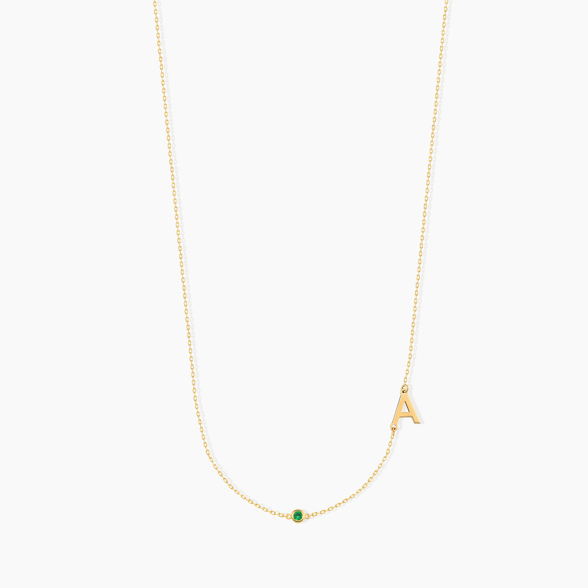 Personalized Sideways Initial Birthstone Necklace