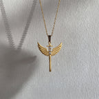 Diamond Angel Wings Cross Pendant