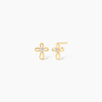 Diamond Open Cross Stud Earrings
