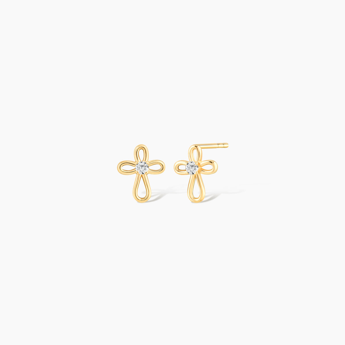 Diamond Open Cross Stud Earrings