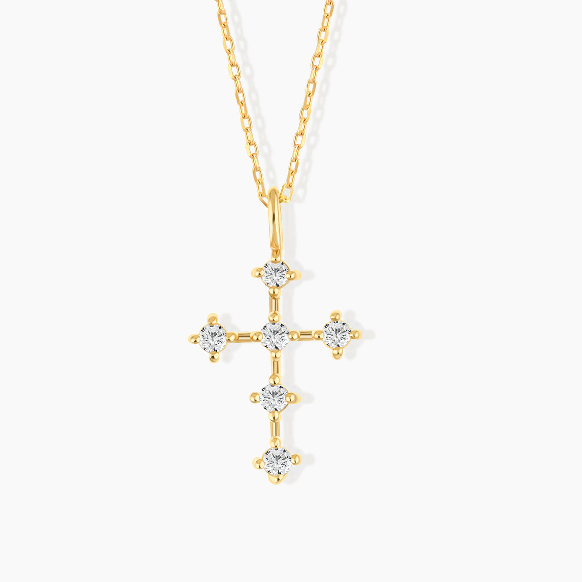 Dainty Small Diamond Cross Pendant Necklace