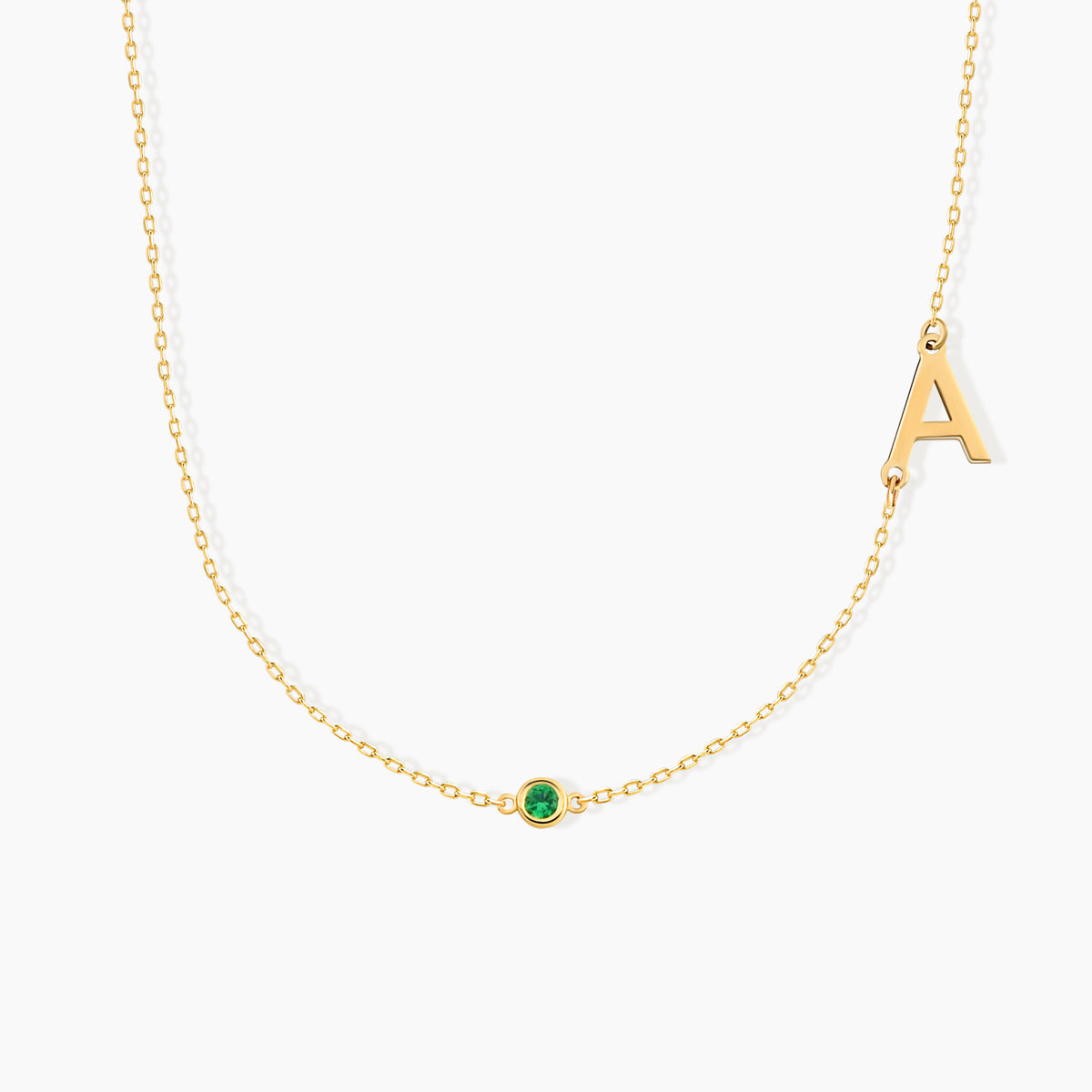 Personalized Sideways Initial Birthstone Necklace