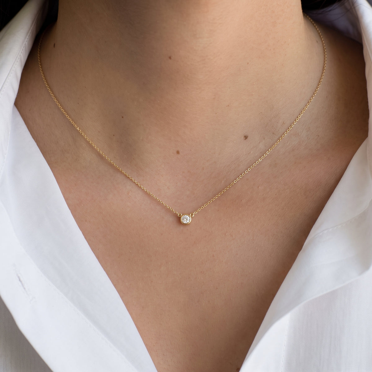 Diamond Bezel Solitaire Necklace