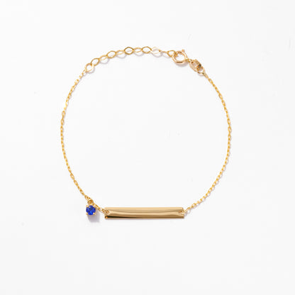 Engravable Bar Birthstone Charm Bracelet in 14k Solid Gold