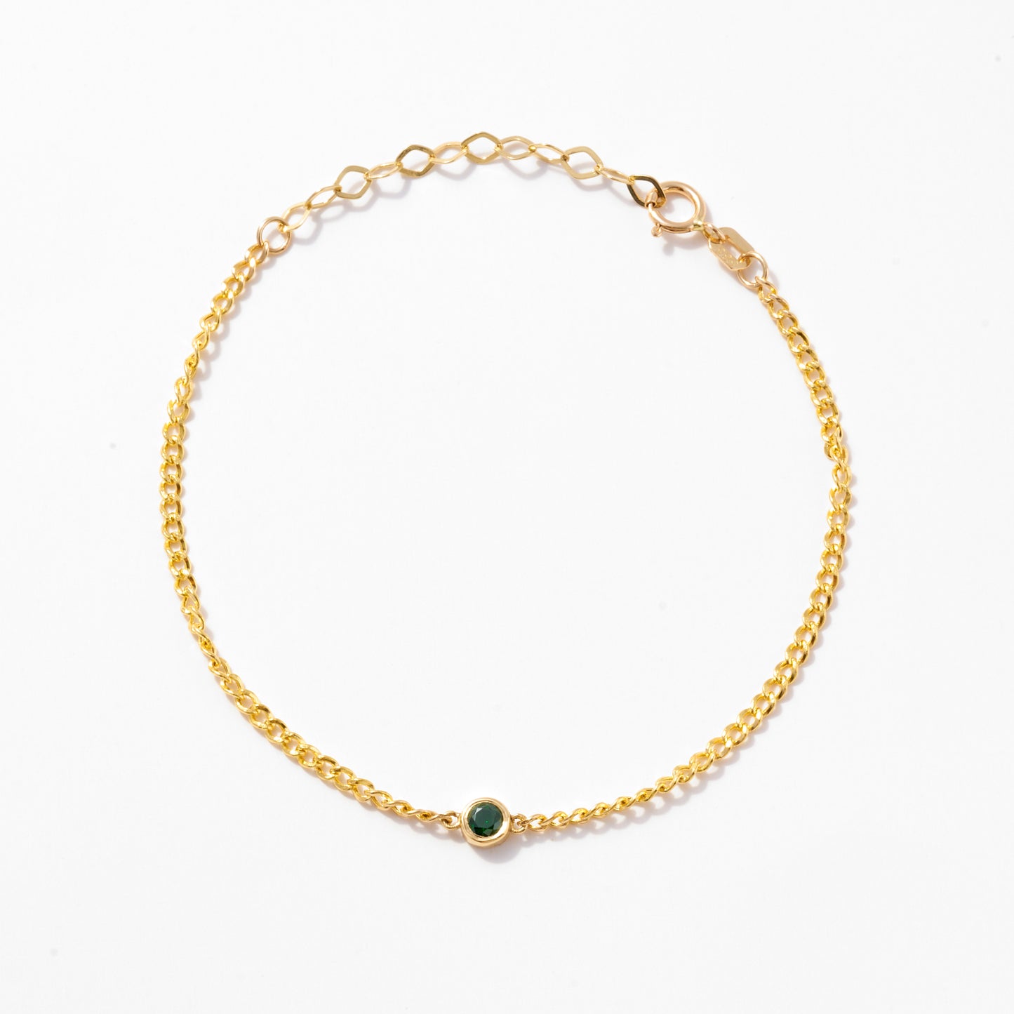 Bezel-Set Emerald Bracelet in 14k Solid Gold