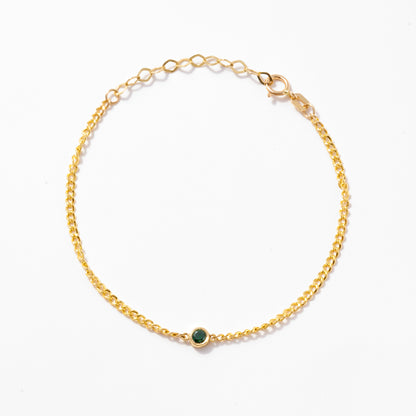 Bezel-Set Emerald Bracelet in 14k Solid Gold