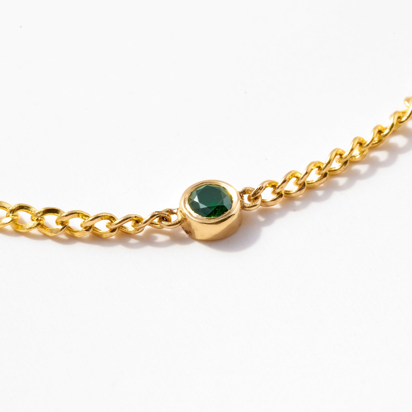 Bezel-Set Emerald Bracelet in 14k Solid Gold