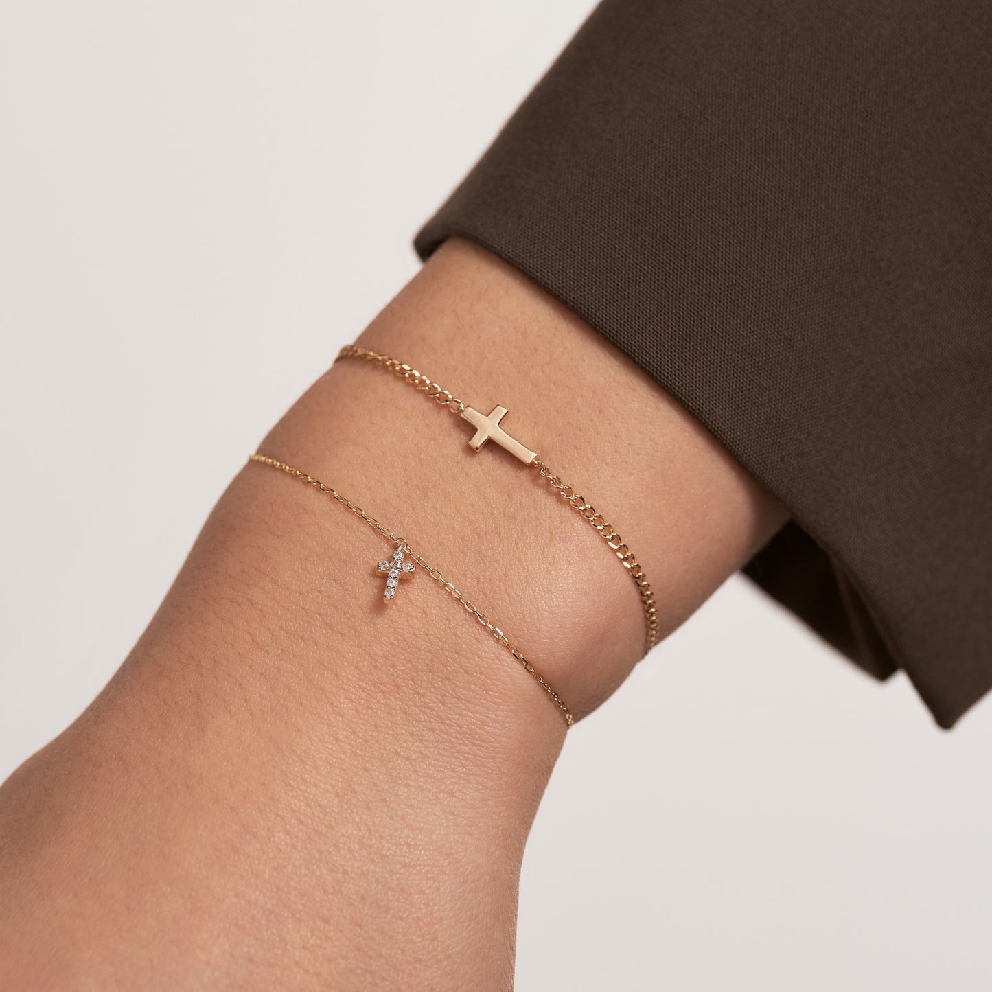 Tiny Cross Bracelet in 14k Solid Gold